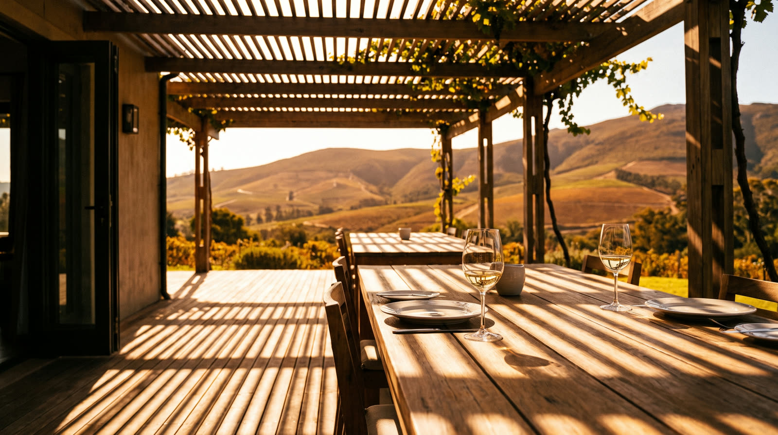 Pergola casting geometric shade