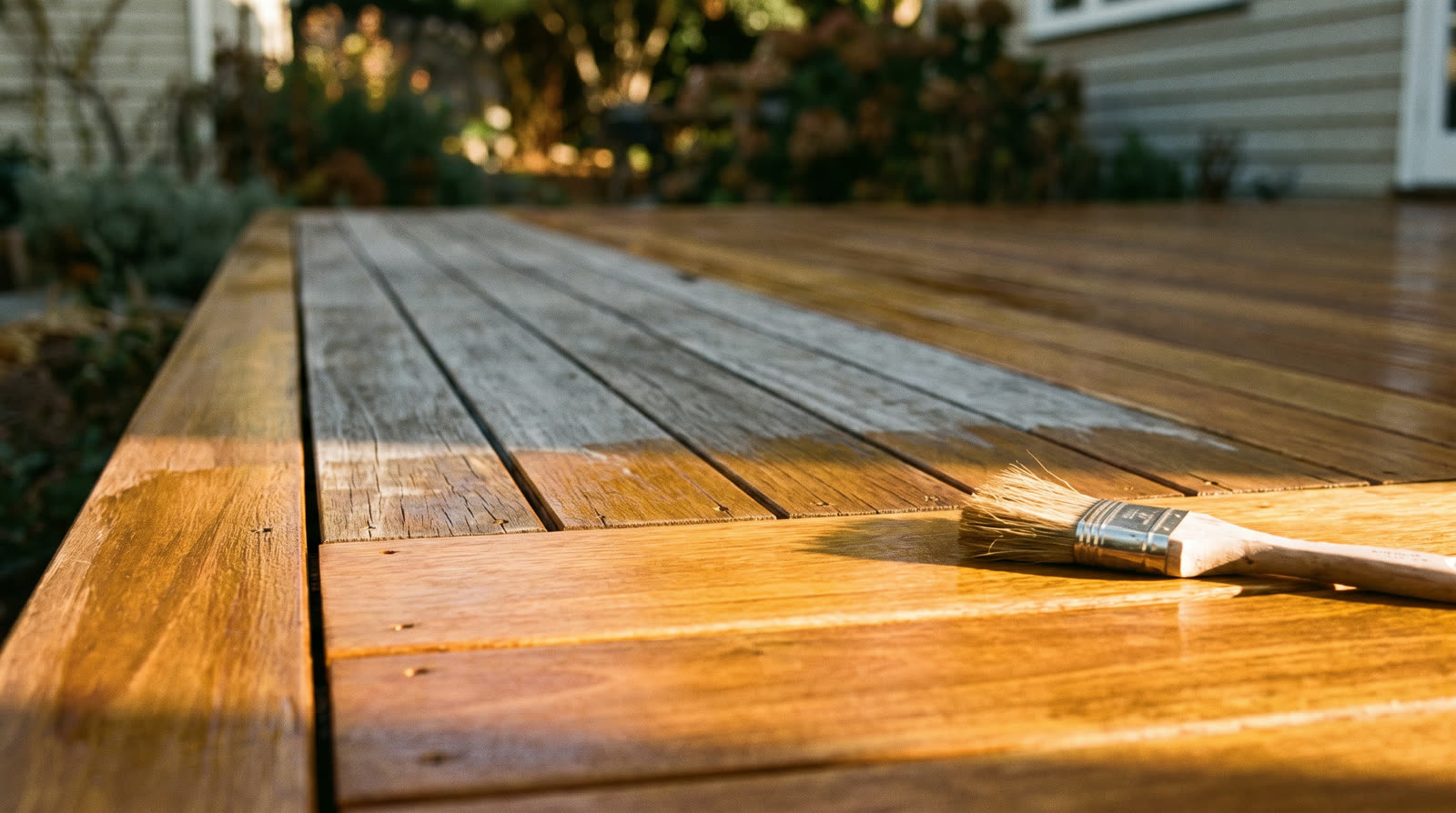 Restored deck returned to golden warmth